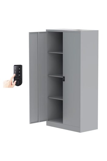 Mahmayi Modern OMSC Digital Cupboard with Touch Screen Lock with 3 Adjustable Shelves-Grey