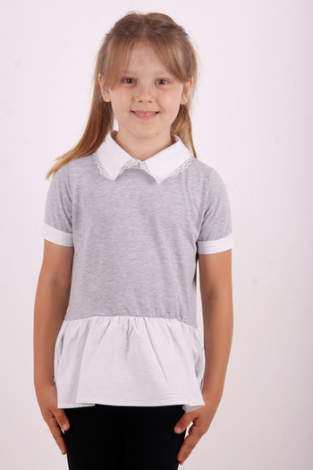 Toontoy Shirt Collar Lace Detailed Girl's T-Shirt