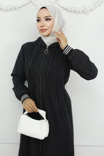 Modamihram Smoked Hoodie and Elastic Waist Jeans Set - 19362