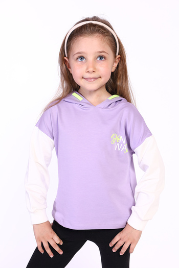 Toontoy Girl's Colorblock Hooded Sweatshirt