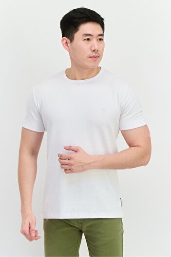 French Connection Men Crew Neck Short Sleeves Brand Logo T-Shirt, White