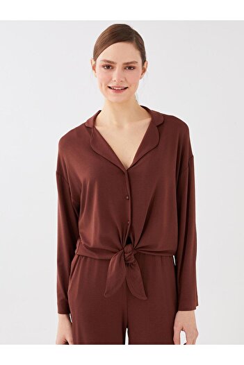 LC Waikiki Shirt Collar Plain Long Sleeve Women's Pajama Set