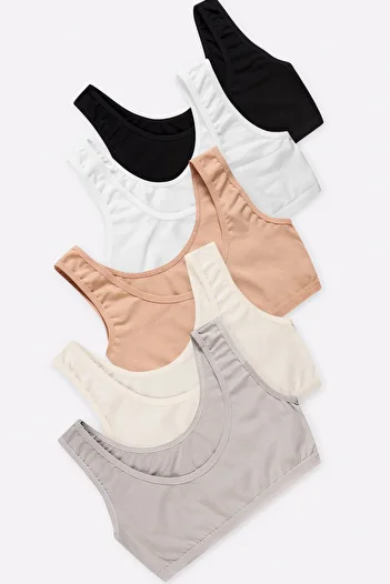 Happy Fox 5-Piece Lycra Cotton Bra Set for Young Girls - Wide Strap Undershirt