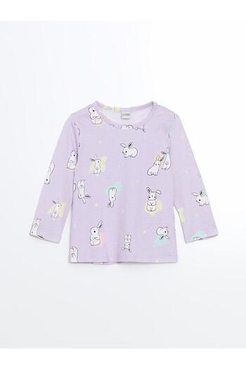 LC Waikiki Crew Neck Long Sleeve Printed Baby Girl Pajama Set