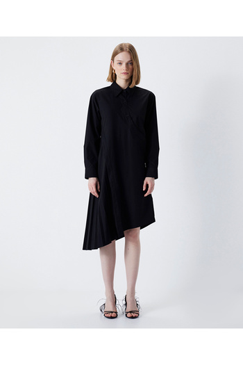 İpekyol Asymmetrical buttoned pleated dress