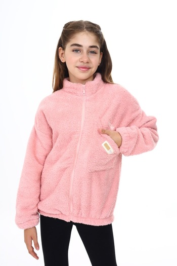Toontoy Girl's Embroidered Plush Cardigan