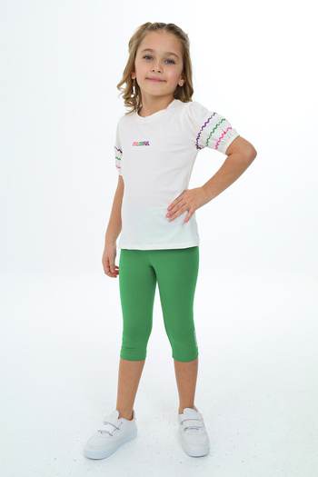 Toontoy Girl's Colorful Embroidered Capri Suit