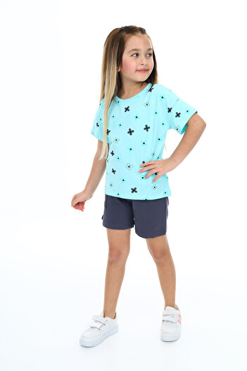 Toontoy Girl's Garni Complete Floral Print Shorts Set