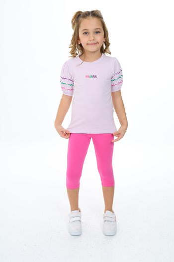Toontoy Girl's Colorful Embroidered Capri Suit