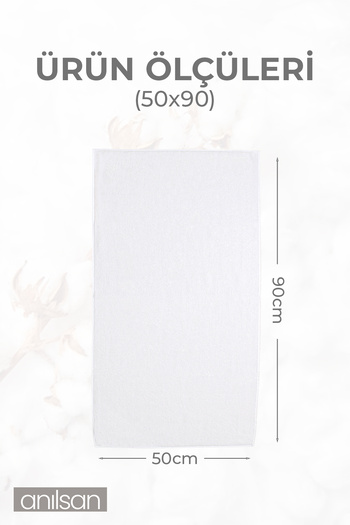 Anılsan 50x90 см білий бавовняний спа-рушник - 225 г, для щоденного використання, рушник для рук та готелю