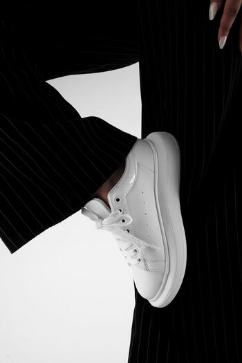 Lal Shoes & Bags Lunka Unısex Високі кросівки на шнурівці з високою підошвою - білі