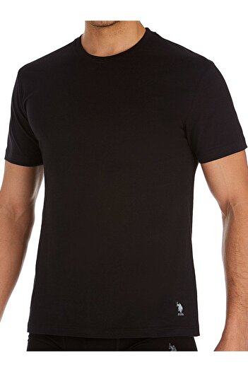 U.S. Polo Assn. Ανδρικό εσώρουχο μαύρο 2 τεμαχίων με στρογγυλό γιακά