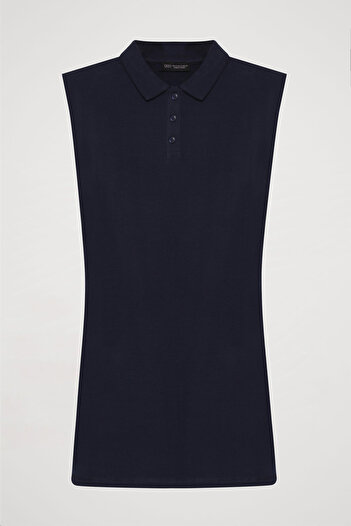Quzu Polo Neck Padded Mini Dress Navy Blue