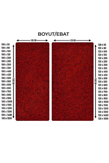 CYH 100X250Cm Bordo Kivircik Mat-Tapestry Anti-Slip Mat Lidya 14mm