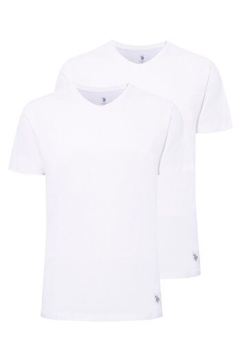 U.S. Polo Assn. - Ανδρικό μπλουζάκι Oversize Λευκό 2 τεμαχίων με στρογγυλή λαιμόκοψη