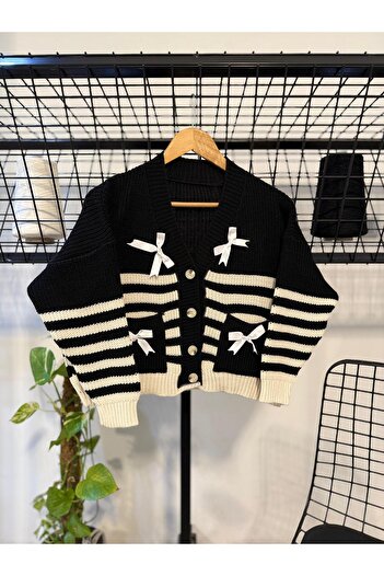 GİRERA Ribbon Detailed Acrylic Knitwear Jacket