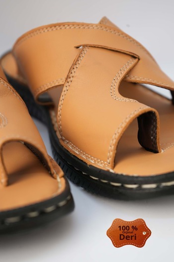 Kristal Kr.93 Anatomical Sole Inside and Outside Genuine Leather Single Toe Men's Slippers