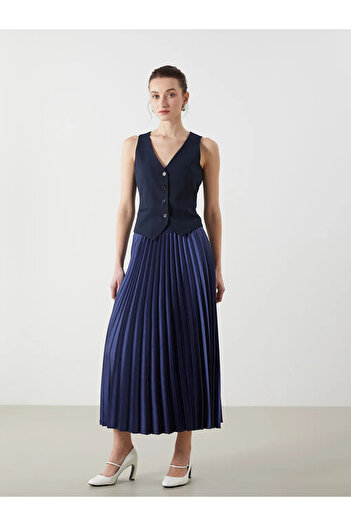 LC Waikiki Lcwaikiki Classic Elastic Waist Satin Women's Pleated Skirt