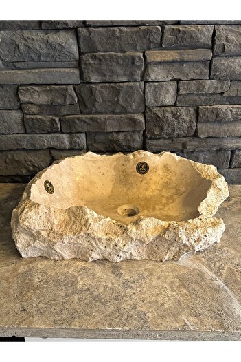 Polen Stone Traverten Doğal Taş Kaya Modeli Lavabo
