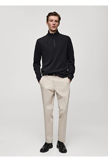 MANGO Man Ribbed Sweatshirt with Funnel Collar