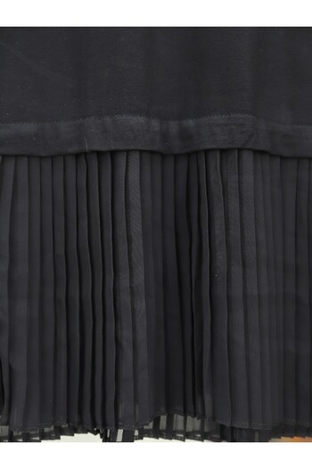 Modamorfo Stand Collar Skirt Pleated Combed Cotton Underwear -Black