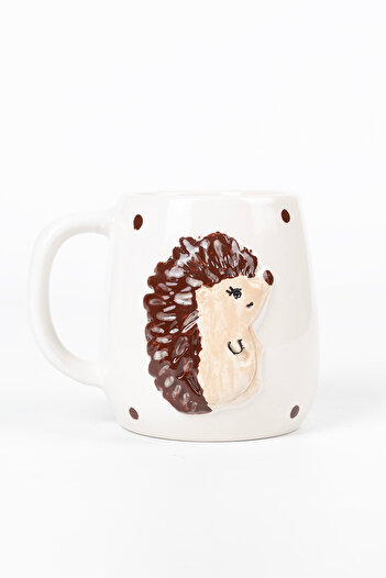 Loomart Handmade Ceramic Mug Cup with 3D Hedgehog Figure 400 ml