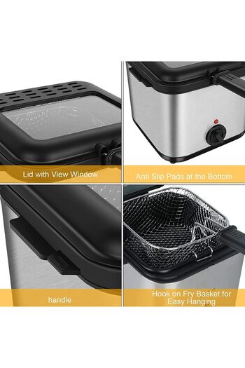 fulina Deep Fryer With Basket, 2.5L/2.64quart Electric Deep Fryer with Temperature Control
