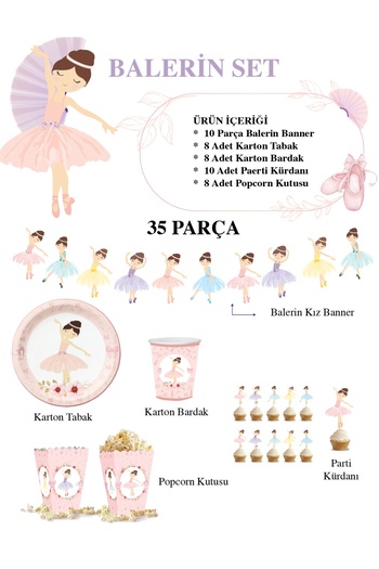 Big Party Ballerina Themed Party Set 35 Pieces