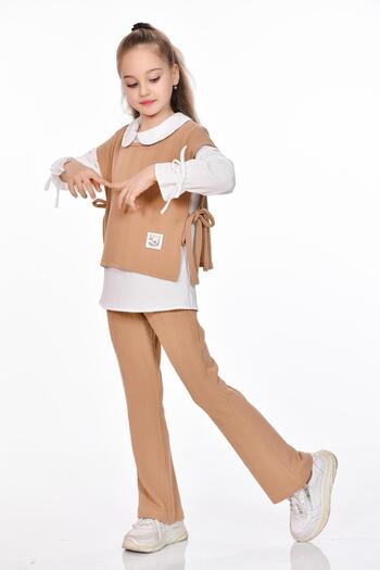 Kamex Knitted Patterned Girl's Set - Classic and Elegant Combination
