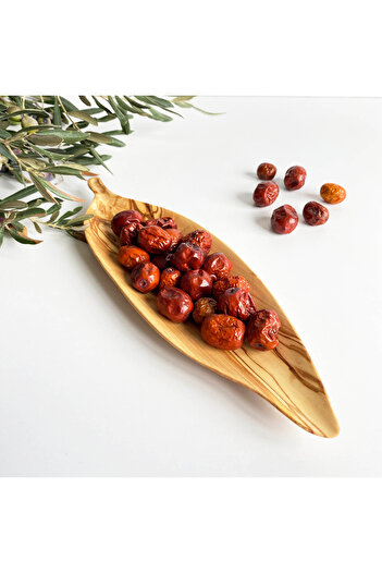 egedeneve Olive Leaf Form Wooden Plate Medium (38 X 11) - Hera Collection - Olive Wood