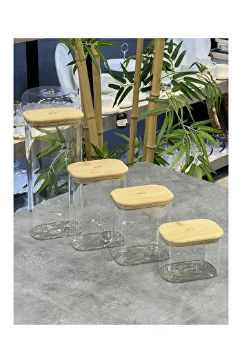 ACAR Malib Series Luxury 4 Piece Borosilicate Glass Square Jar Set
