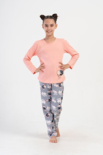 VİENETTA Kız Çocuk Uzun Kol 2 İplik Pembe Pijama Takım