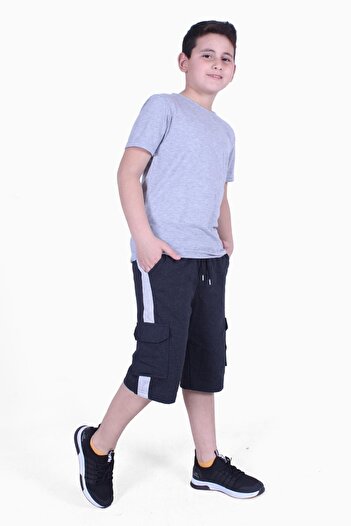 FYK KİDS Plain Model Boy's T-Shirt-Capri Top and Bottom Set