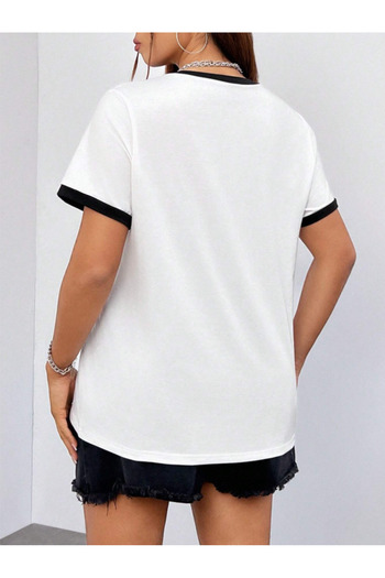 Revasser Unisex Ανδρικό/Γυναικείο γιακά Μαύρο B Προσαρμοσμένο εμπριμέ μπλουζάκι από βαμβακερό μπλουζάκι