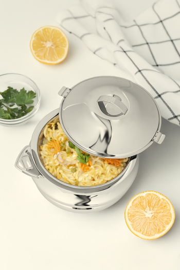 ALSAIF Inner Stainless Steel Casserole, Insulated Hot Pot, Keep Food Hot & Fresh, 2 Liter, Silver