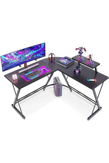 ALMUFARREJ L-Shaped Gaming Table, Home Gaming Desk, Writing Workstation, Black 130x50x74cm