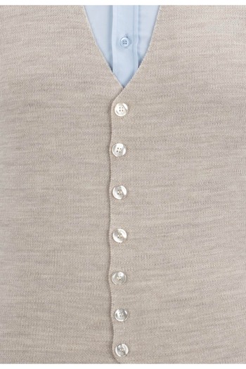 Çizgi Triko Striped Knitwear Men's Buttoned Sports / Classic Knitwear Knitted Sleeveless Vest