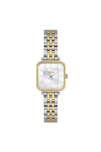 Essence Mother of Pearl Square Dial, 5 Atm Water Resistant Metallic-Goldsteel Band and Case