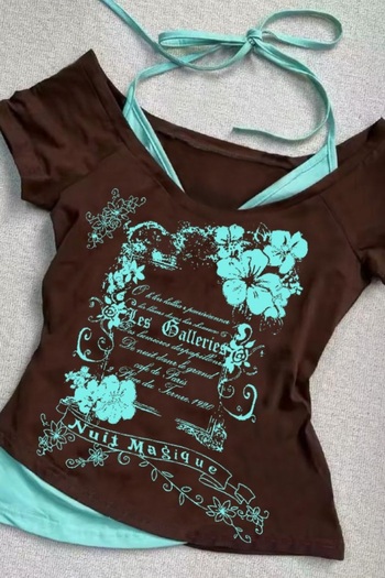 Karakedi Madonna Collar Insert Tied Short Sleeve Bodysuit