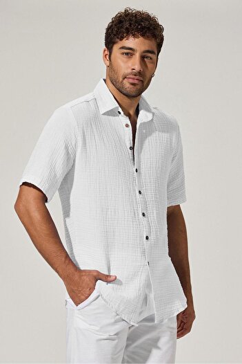 White By Nature Men's Double Face Short Sleeve Shirt
