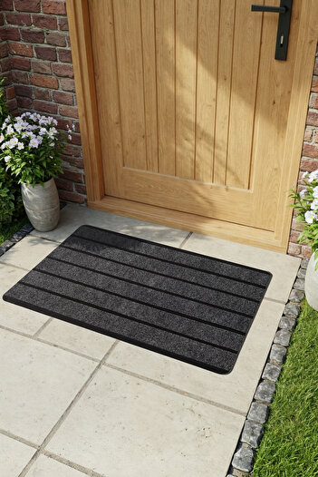 Cotto Home Ps020a Kaymaz Taban Gri Desenli Nem Alıcı Toz Alıcı Kapı Önü Paspası Uv Dayanıklı 45x70