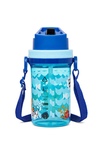 Eazy Kids Water Bottle 500ml wt Straw - Blue