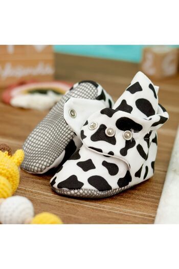 Ella Bonna Organic Cotton Baby Booties, Anti-Slip Sole, Cotton Newborn Slippers Home Nursery Shoes