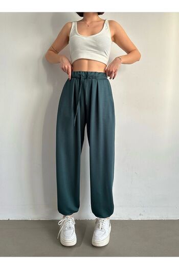 BEJNA Women's Emerald Modal Draped Loose Pants