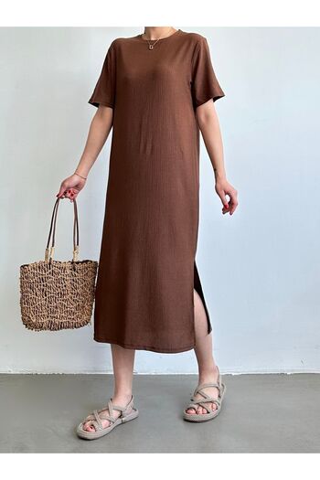 BEJNA Brown Knitted - Casual Summer Dress