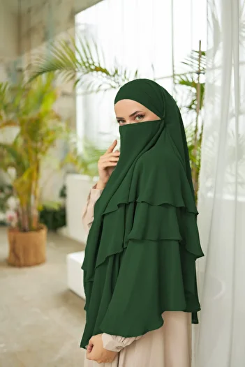Nissra Ankanoor 3 Layer Emerald Veiled Chiffon Shawl Anka 255029