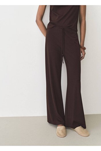 MANGO Woman Elastic waistband wideleg pants