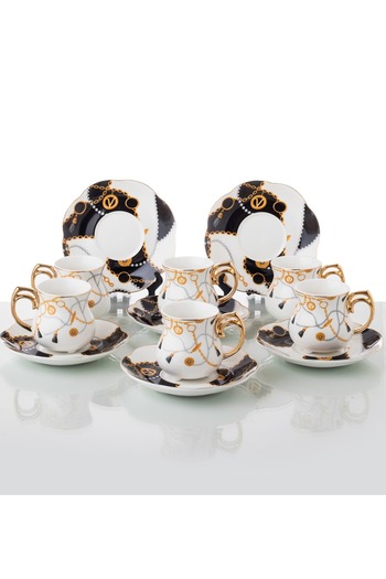 HIC Modern coffee set with colored design 12 pcs