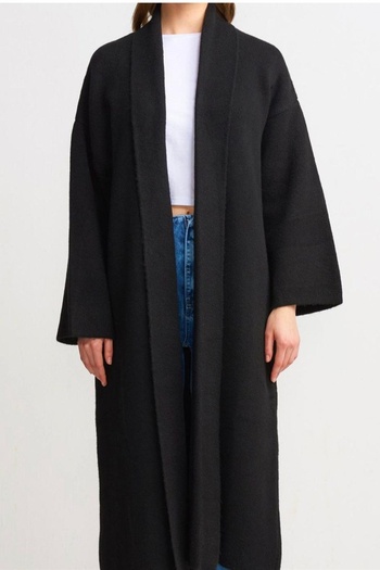 MADAMMERY Black Knitwear Thick Long Cardigan
