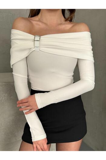 FERZOLAİO White Blouse with Belt Collar